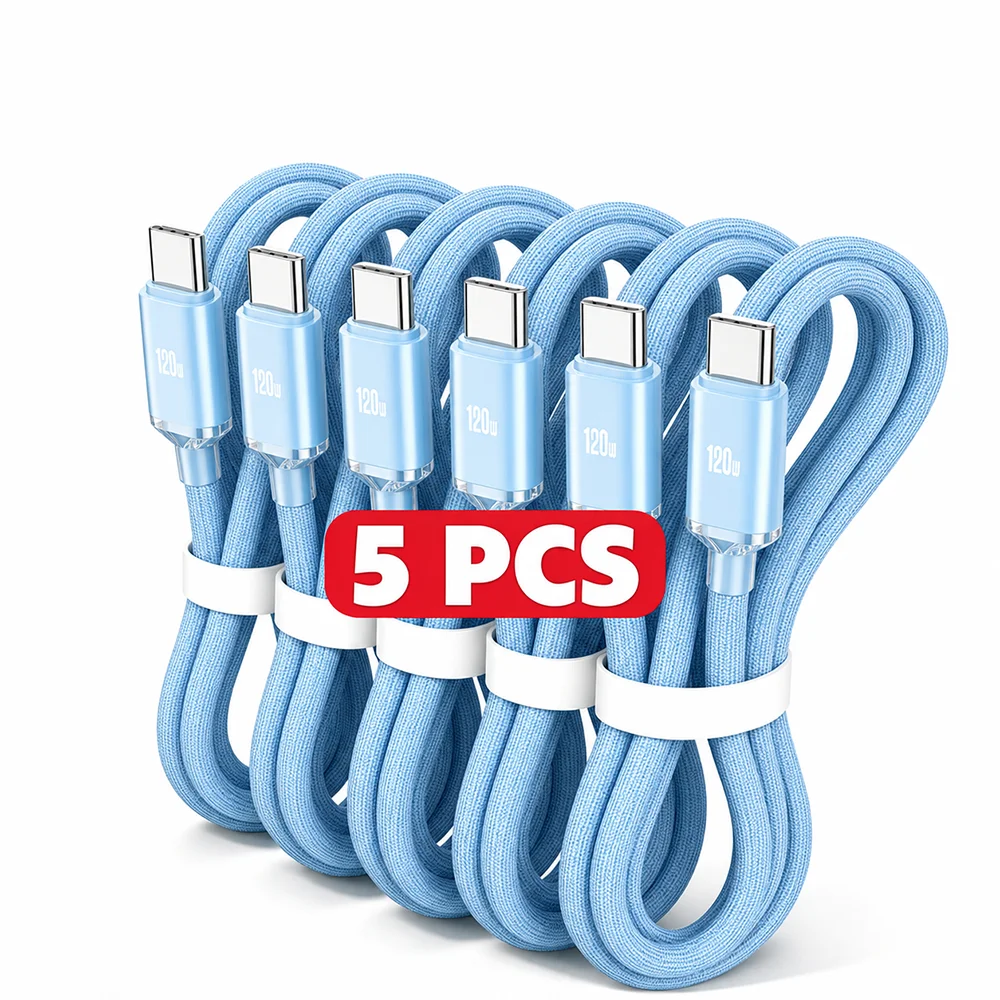 NNBILI 5 Stück 120W USB Typ-C zu Typ-C Kabel für iPhone 15 16 17 Schnelles Laden für Huawei Xiaomi Samsung Typ-C Kabel Zubehör