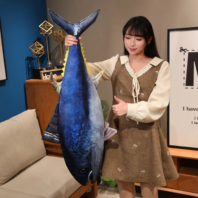 Hot Wholesale holiday gifts Simulation Tuna Plush Toys Real Life Tuna Fish Pillow Creative Stuffed Soft Ocean Toys Sleep Pillow