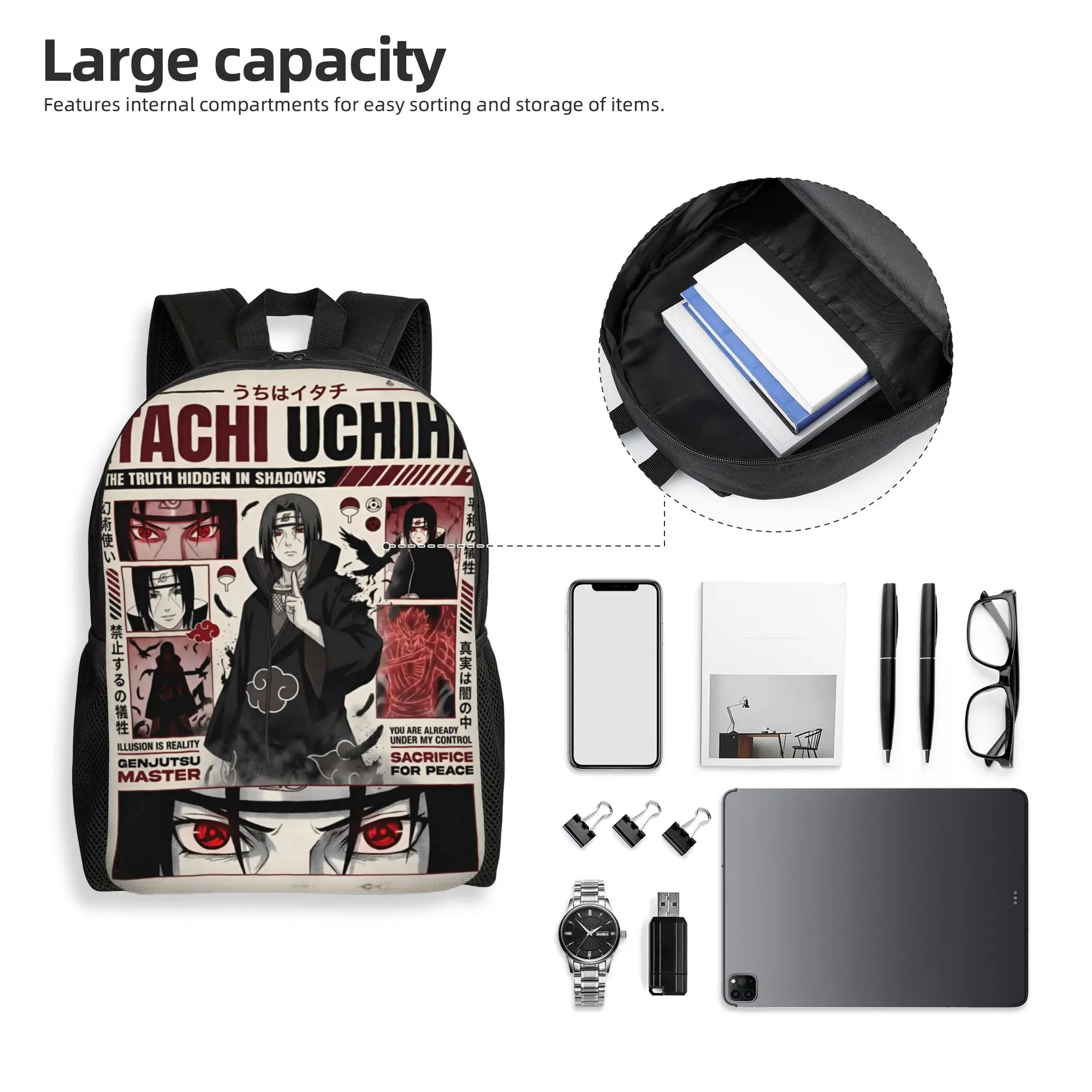 N-Narutoes Akatsukis Backpacks for Men Women School College Student Bookbag Fits 15 Inch Laptop Uchiha Itachi Bags view 4