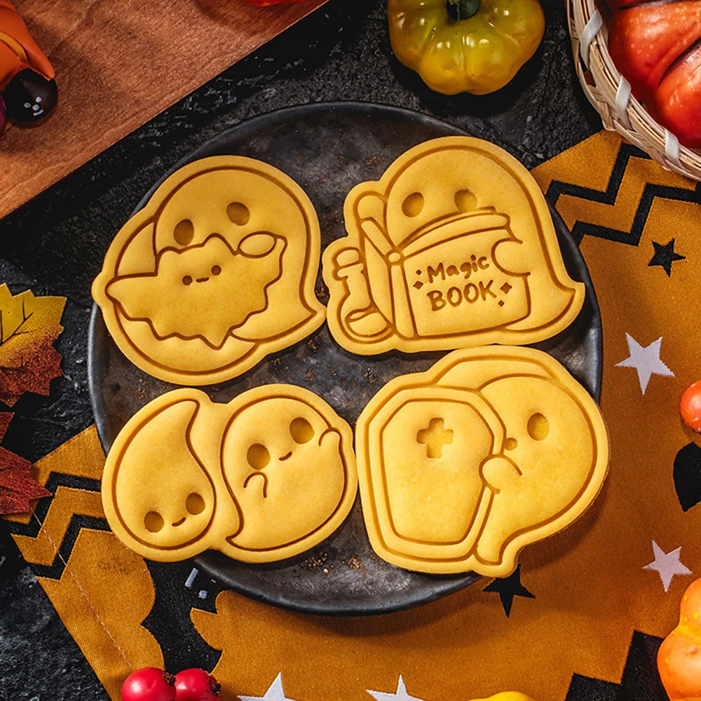 

Cartoon Halloween Ghosts Cookie Mold DIY Stampcookie Cutters Baking Accessories
