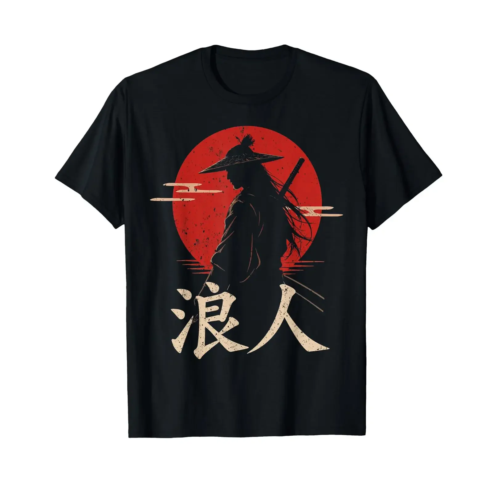 Ronin Samurai Kanji Japanische Kultur Rote Sonne Japan T Shirt vintage Washed Casual homme streetwear fashion Unisex