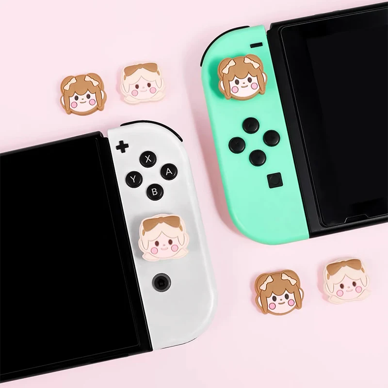 4pcs Kawaii Girls Panda Silicone Analog Thumb Grip Caps For Nintendo Switch OLED/Switch Lite/Switch Joystick Protective Cover