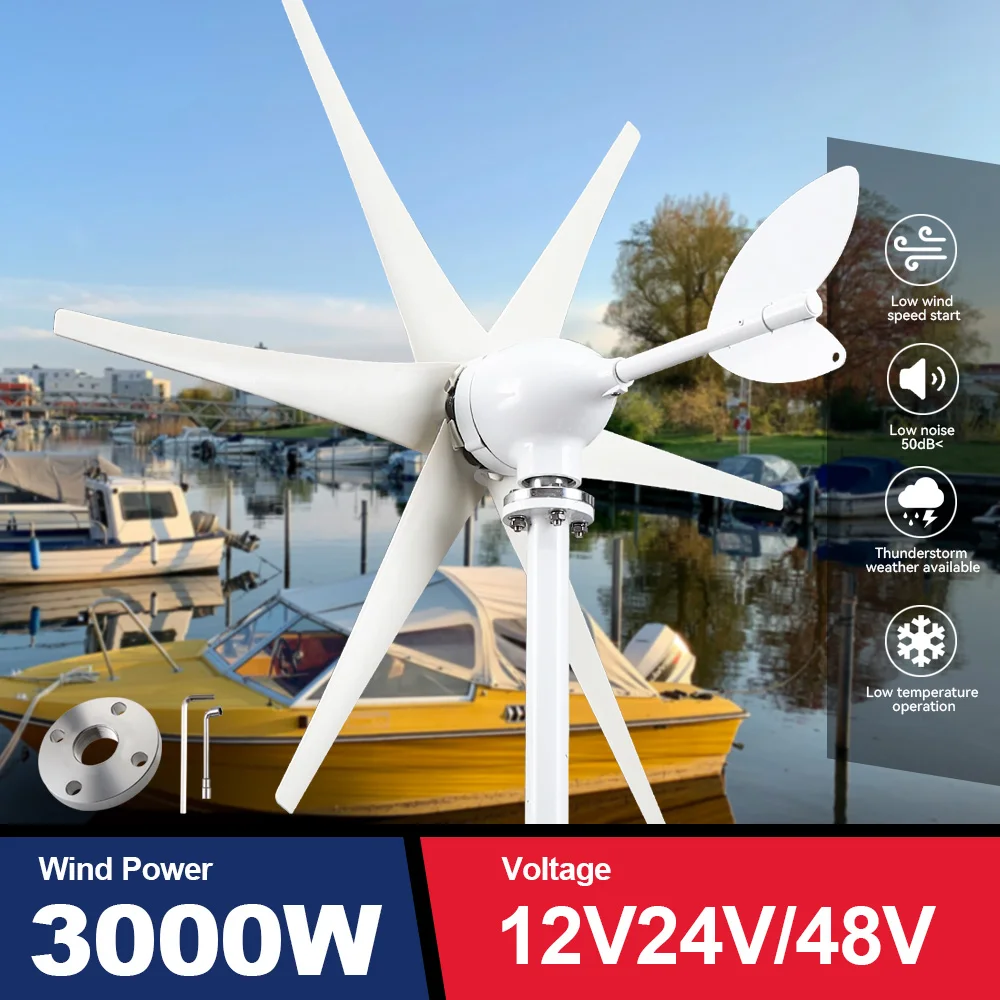 

3KW Windmills Turbine Generator Power 3000w 3 6 8 Blades 12v 24v 48v With Mppt/Hybrid Charge Controller Dynamo For Farm Home Use