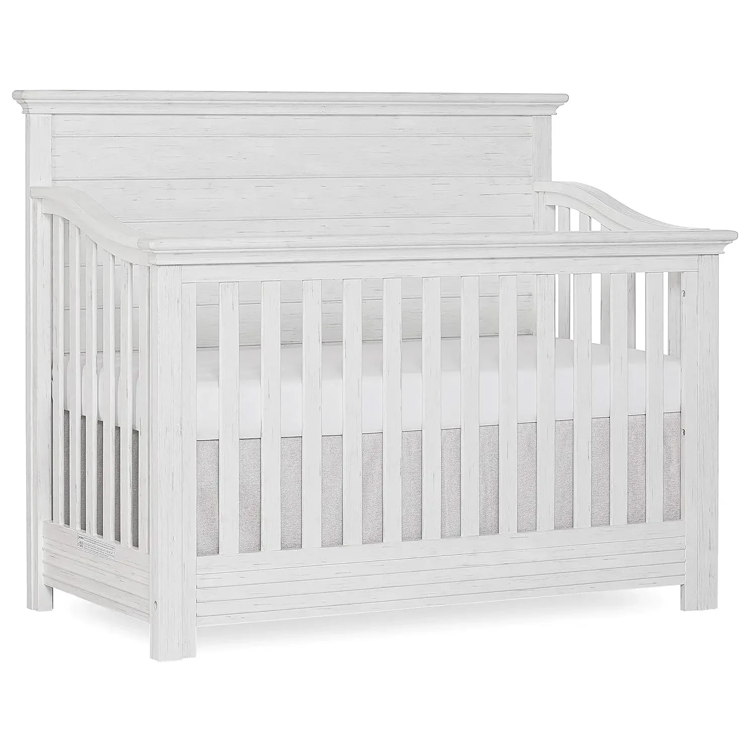 5-in-1 Full Panel Convertible Crib in Weathered White, Greenguard Gold Certified 58.75x31.25x46.5 Inch (Pack of 1)