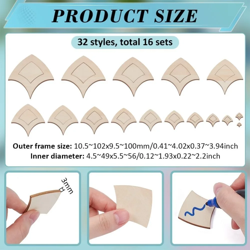 32Pcs Wood Stencils for Drawing Painting Crafts Hollow Blank Fish Shape Templates Reusable Wooden Stencils view 2