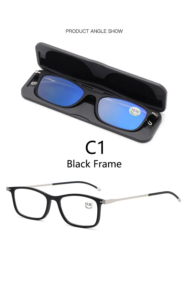 BOYSEEN Herren-Lesebrille mit blauem Lichtschutz, tragbare Taschenbrille mit ultradünner Box, 14 x 4 x 0,8 cm, Hyperopiebrille – Detail 8