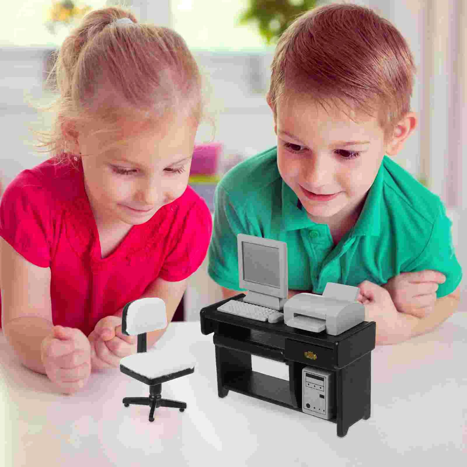 

Artificial Mini Furniture Model House Miniatures Office Desk Toys Chair Dollhouse Black Things