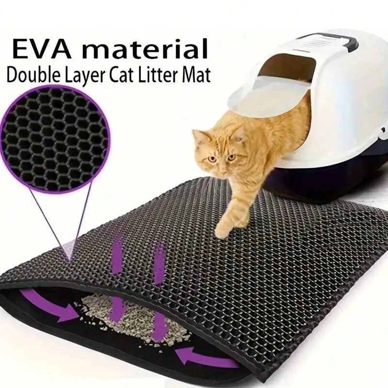 

Двухслойный коврик для кошачьего туалета: сбор отходов, контроль запаха, легко чистится