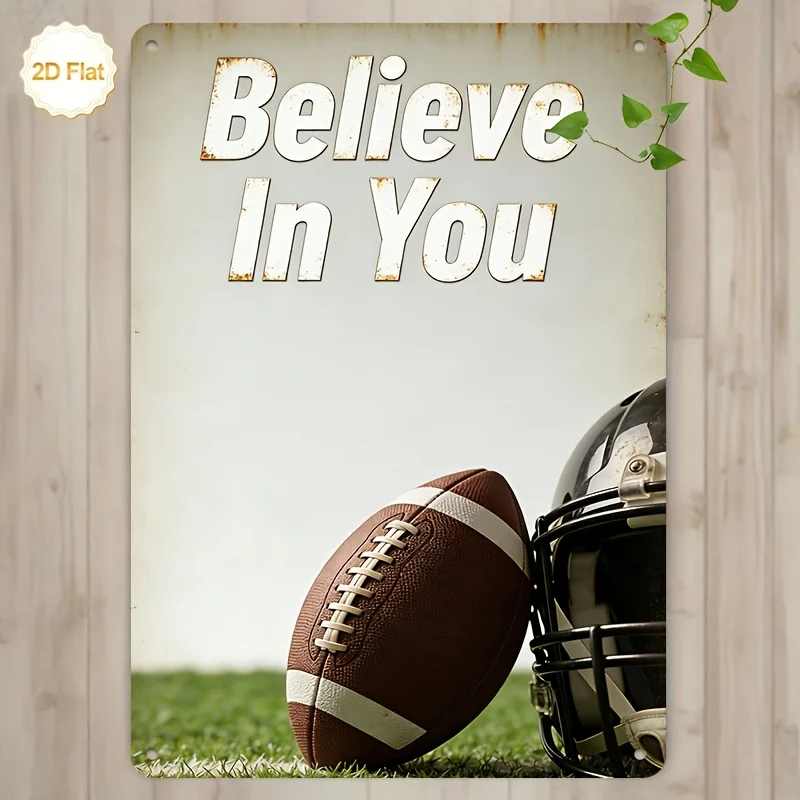 Vintage Tin Football Helmet Metal Sign, 