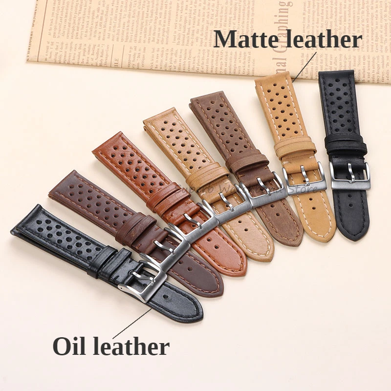 Soft Cowhide Vintage Strap for Tag Heuer 18mm 20mm 22mm Genuine Leather Watch Band for Seiko Men\'s Universal Wristband