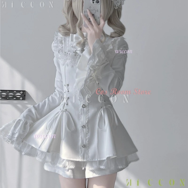 فانتازيا الهالوين جديد جيراي كي الزي لوليتا الفتيات بلوزة فستان السراويل النساء Kawii القوس الأسود Disfraz De Mujer