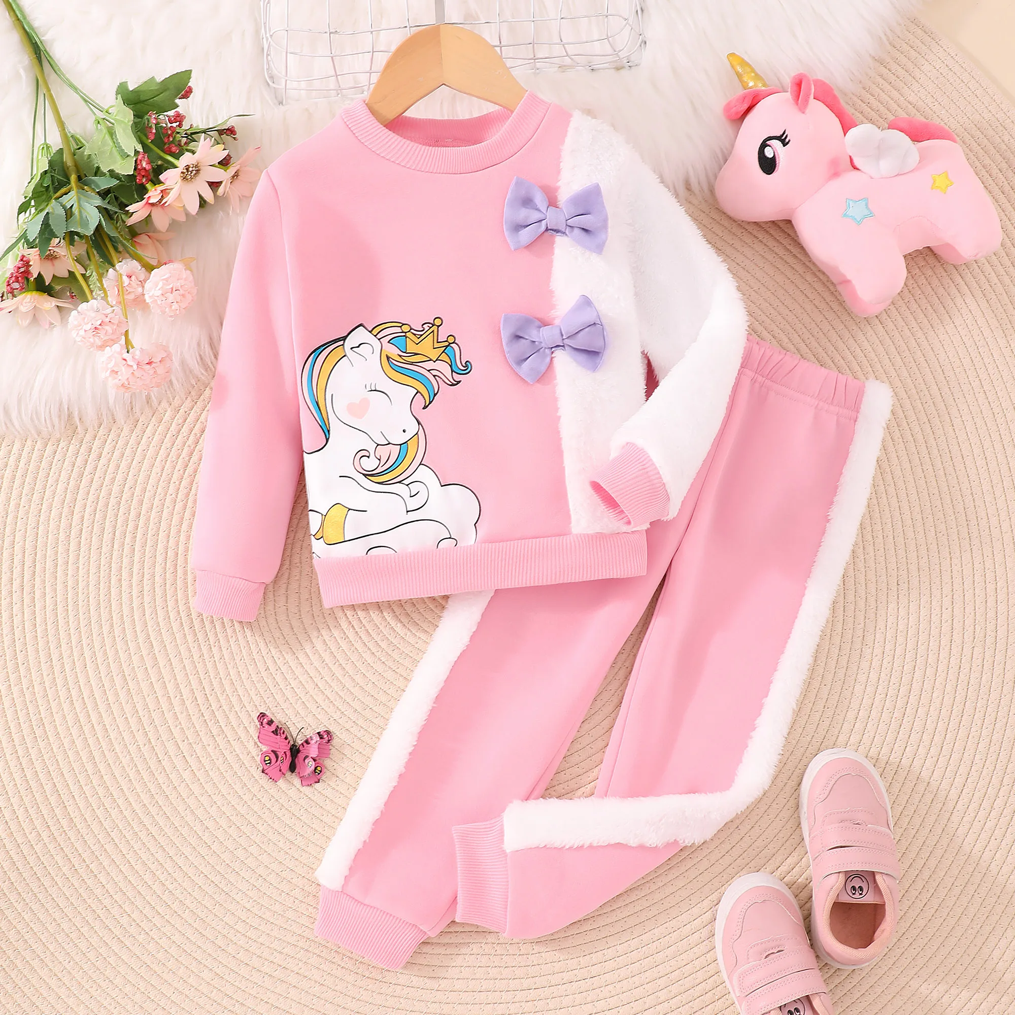 

Kids Clothes Set Girl Outfit 2-7 Years Autumn Winter Unicorn Cotton Long Sleeve Shirt + Pants 2Pcs Set Kids Causal Sports Suit