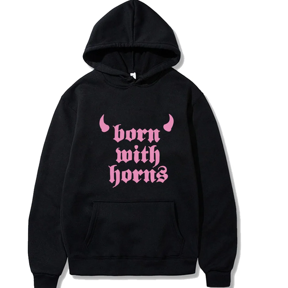 

World Tour 2023 Born with Horns Letter Printed Hoodies Cotton Hood Men Hoodie Graphic Sweatshirt Funny Clothing for Fans