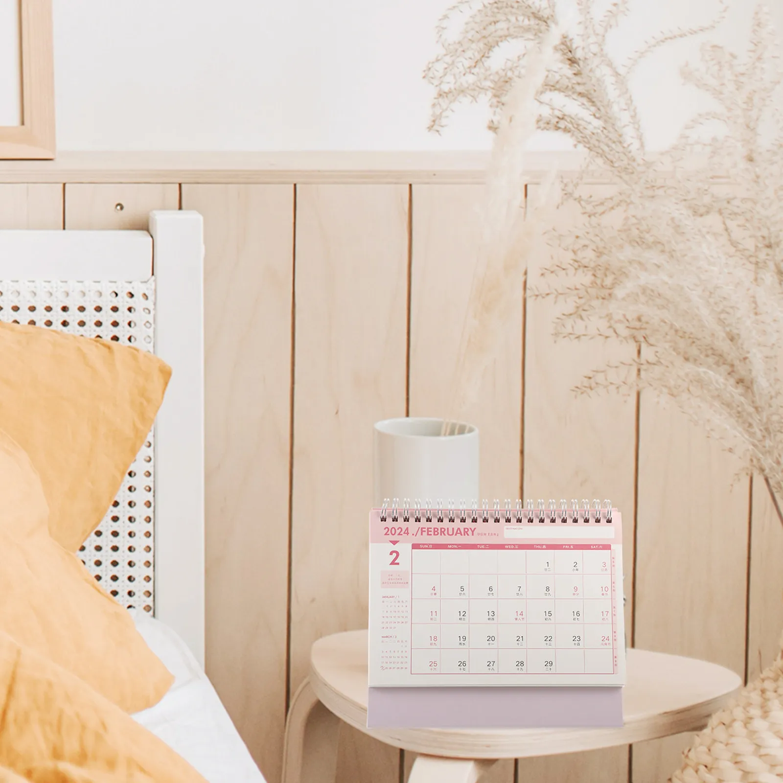 Desktop Calendar Delicate Design Bright Simple Color Standing Desk Calendar for Teachers Students Office Workers Home Supplies