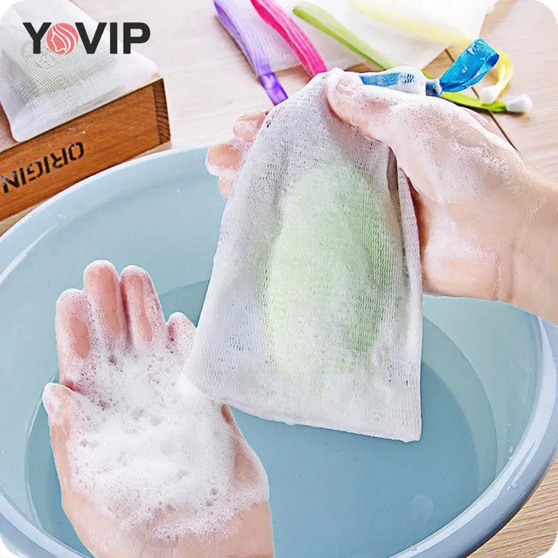 10Pcs Mesh Soap Bag Saver Pouch Bar Soap Exfoliating Mesh Bags per doccia Bubble Foam Net Pocket Color casuale