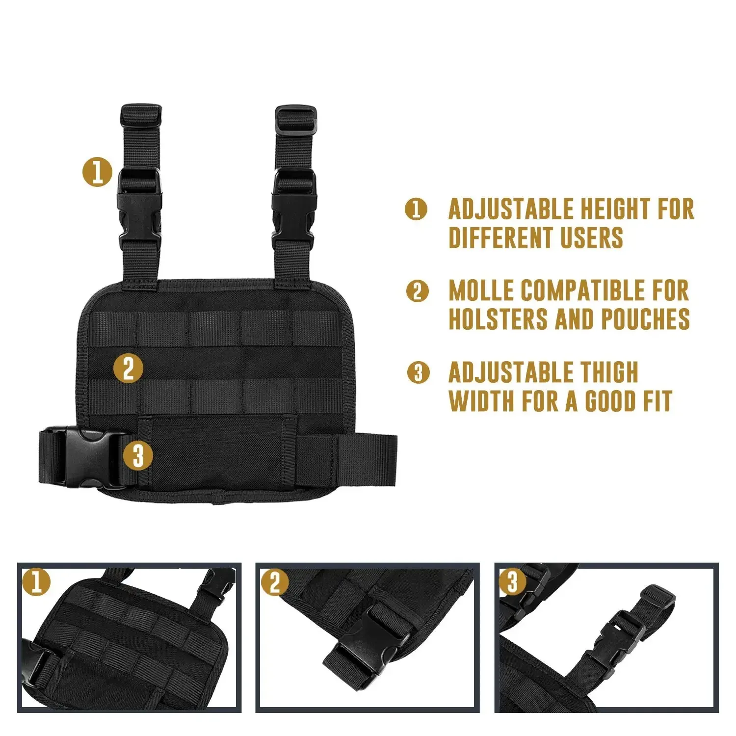 Leg drop platform MOLLE Adjustable leg drop panel Thigh MOLLE rig with adjustable waist belt and thigh straps