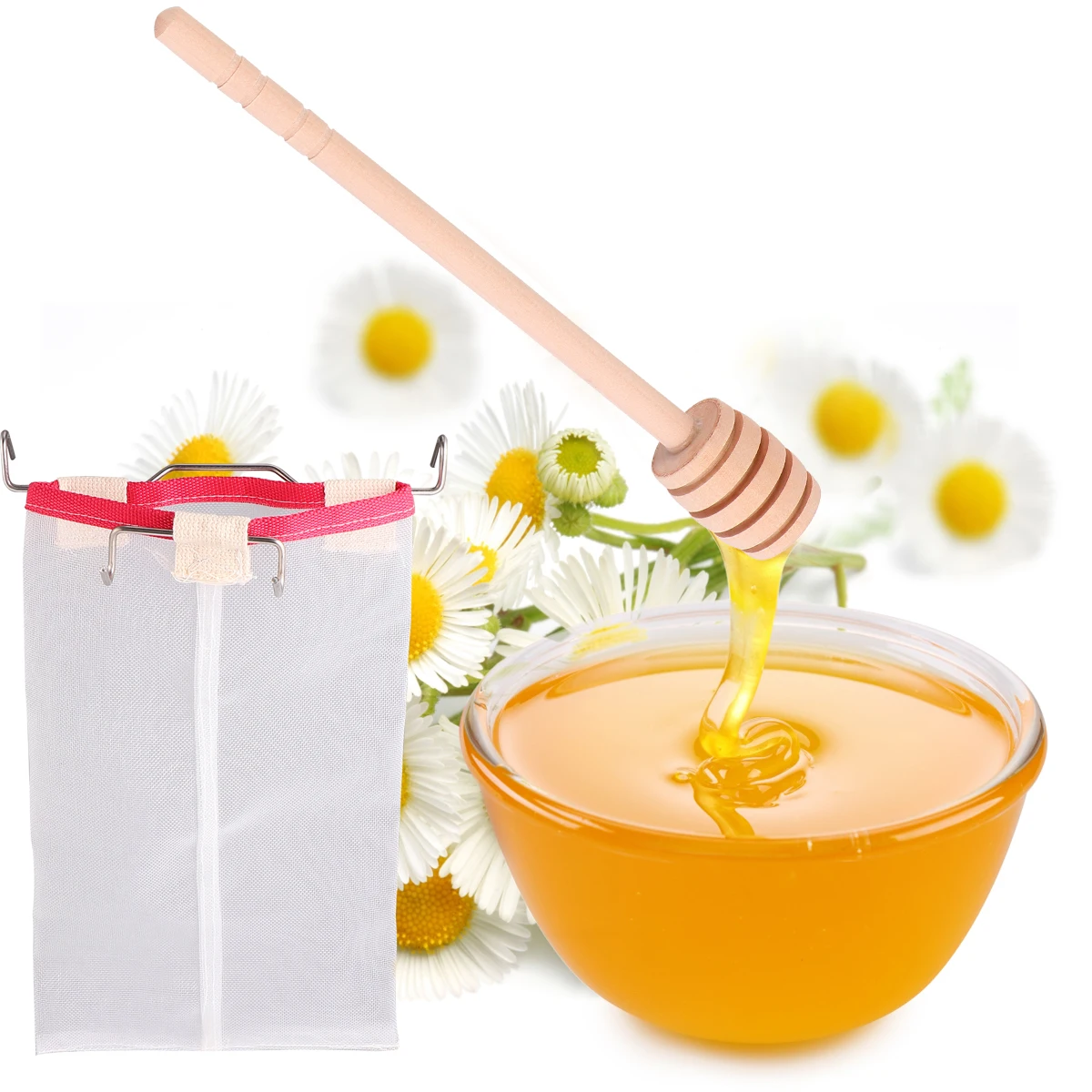 

2 Pcs Honey Mesh Bag Tool and Uncapping Strainer with Fine Straining Sever Filter