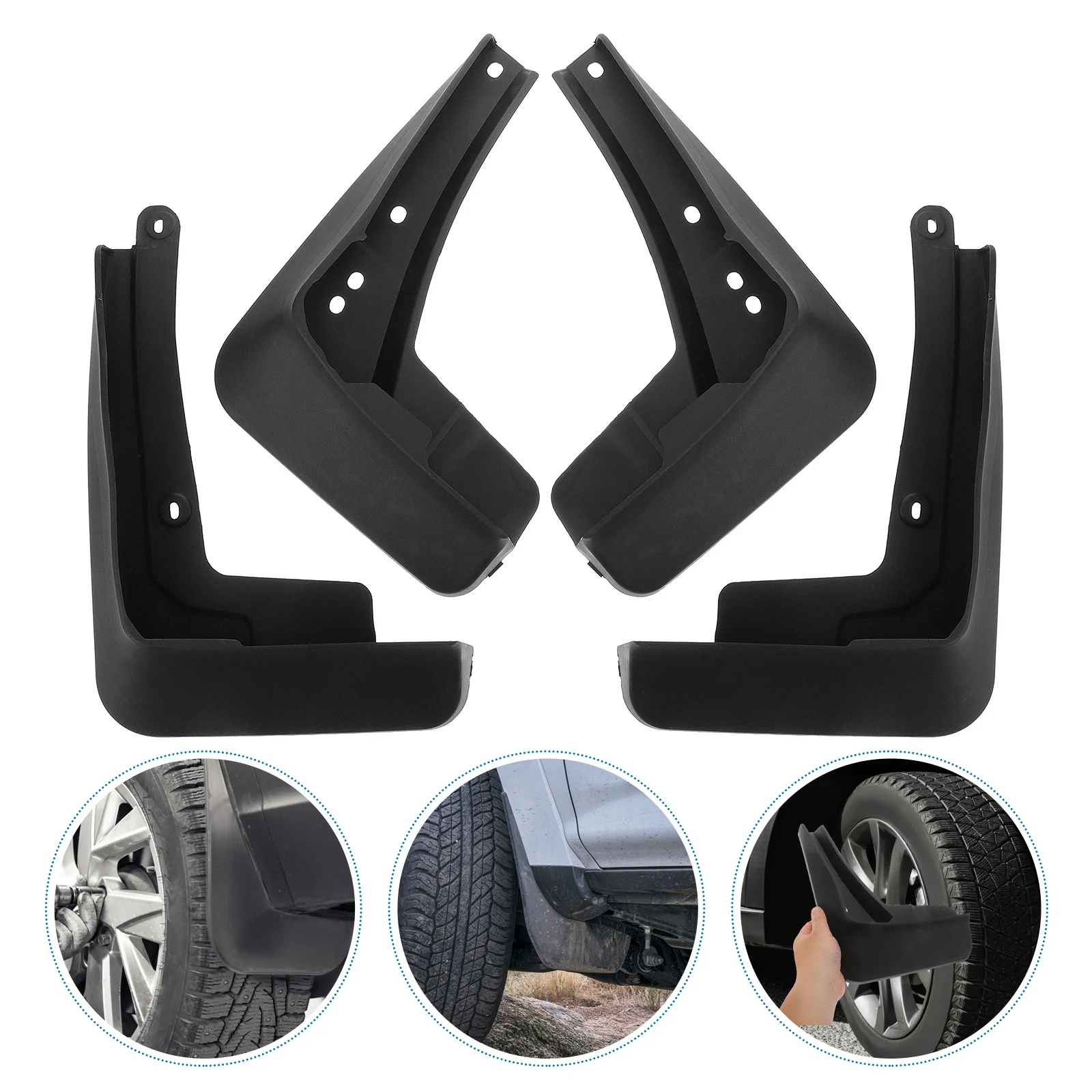 

4Pcs Car Mudguards Universal Fit Easy Installation Stylish Design Protection Against Debris Black Wheel Splash Guard