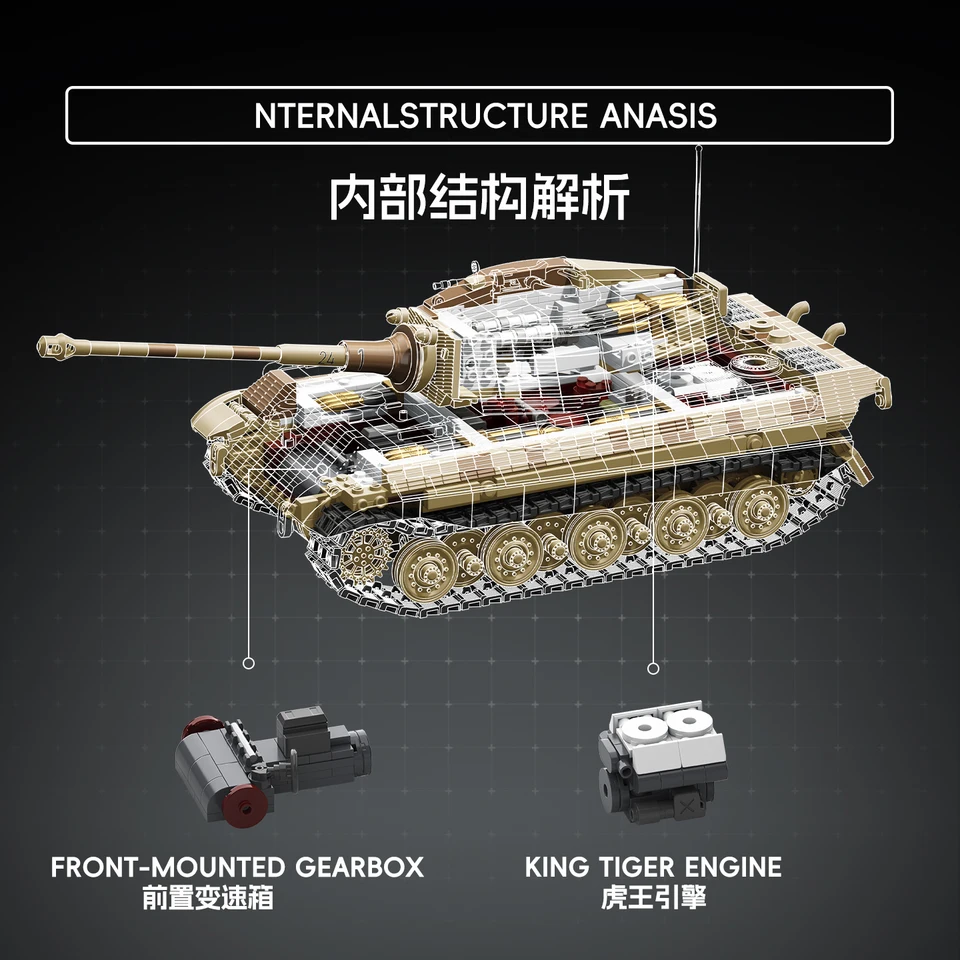 TK8004 Military Building Blocks King Tiger Heavy Tank Panzer VI
