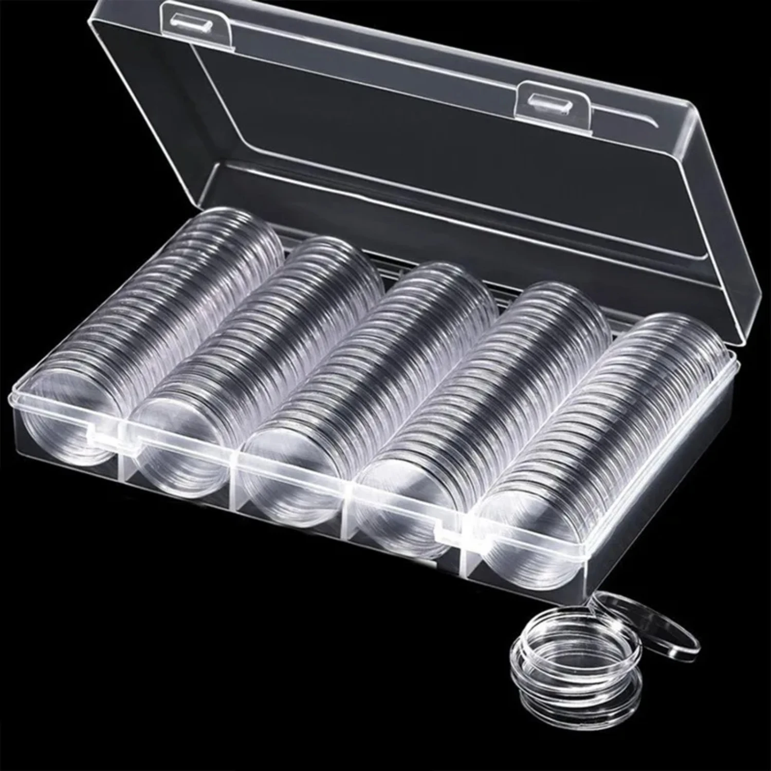 100Pcs 27mm/30mm Transparent Coin Cases Coins  Capsules Protection Box Container Holder Coin Collecting Box Case Collect