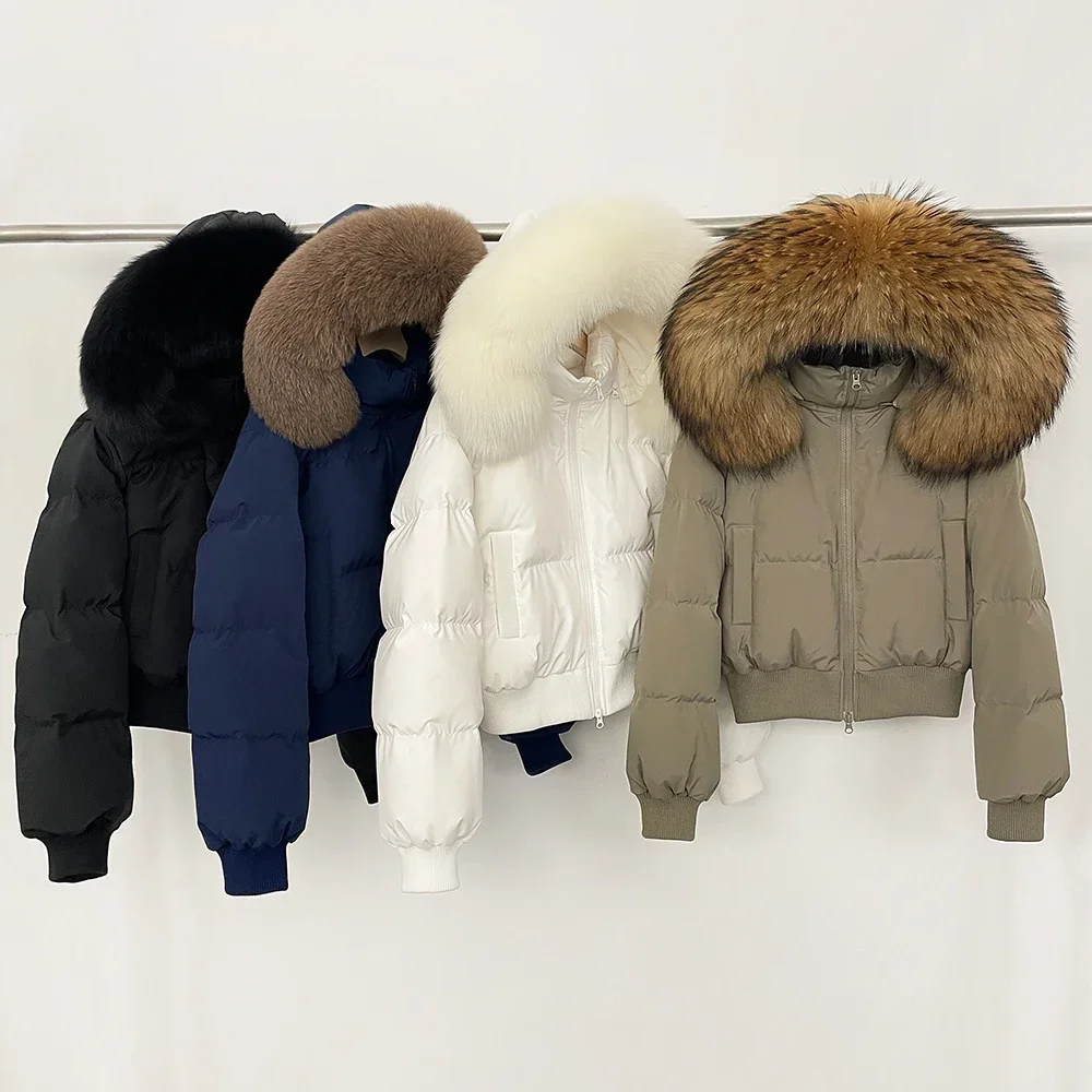 Piumino invernale da donna con cappuccio Abbigliamento da donna Trend 2025 Parka con pelliccia naturale Giacca da mezza stagione da donna Esterno da donna