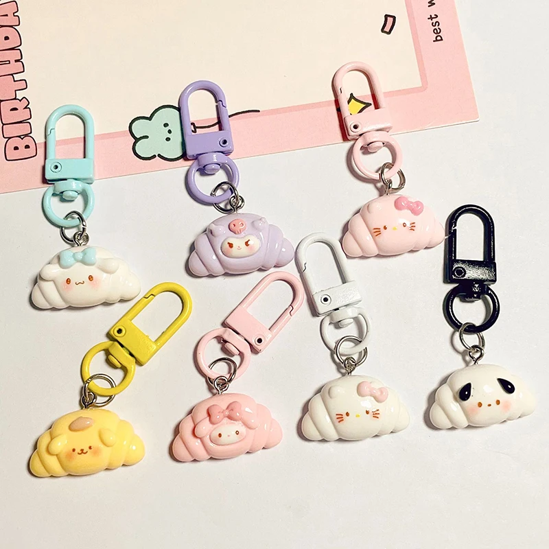 Sanrio Brot Hallo Kitty Kuromi Schlüssel bund Kinder Spielzeug Anime Anhänger Schlüssel ring niedlichen Kitty Frauen Taschen Schlüssel anhänger Kind Geburtstags geschenke