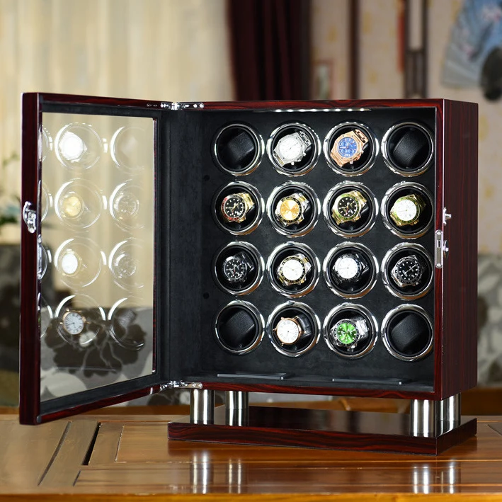 Luxury Automatic Watch Winder Safe Box Wood Watches Box Quiet Japanese Mabuchi Motor Adjustable Modes Watch Storage Winding Case