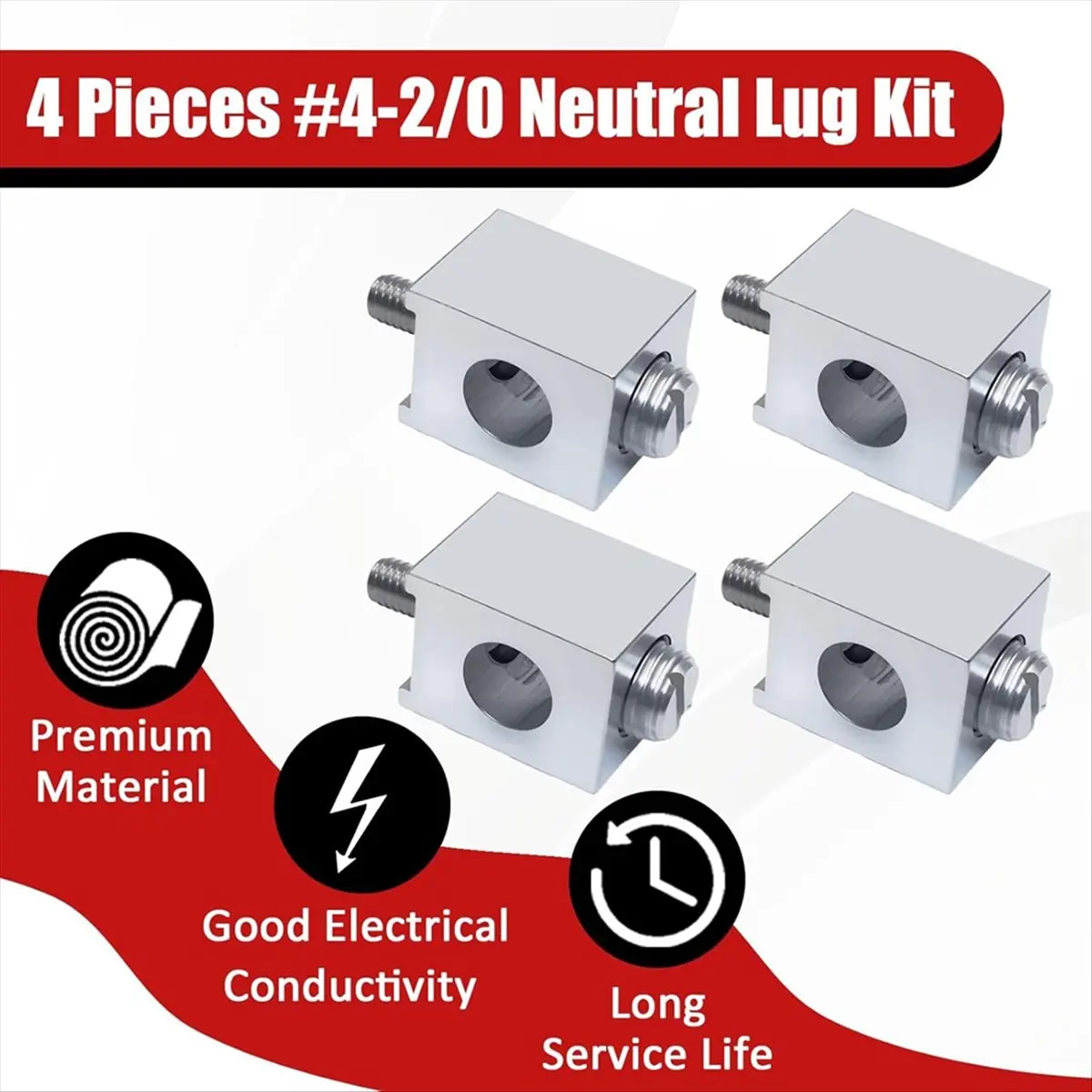 ~！【Best Seller】4 Pieces 4-2/0 Neutral Lug Kit Circuit Breaker Ground Lugs Aluminum Grounding Lugs Fit for Electrical Connection