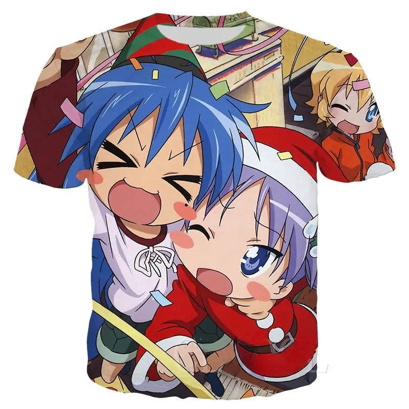 2024 Lucky Star Japanese Anime T Shirt Mens Women Cartoon Loli Oversized Sports 3D Printed Harajuku Streetwear Kid Tops