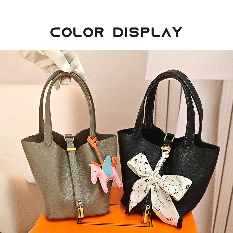 

Zeyph Delicate Lychee Leather Pattern Bag Simple Handbag Solid Colour Bucket Bag Fashionable And Elegant
