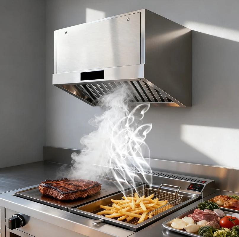 Wall-Mounted Ventless Stainless Steel Commercial Hood Baffle Filter 95% Purify Efficiency ISO9001 CE Certified PLC Core
