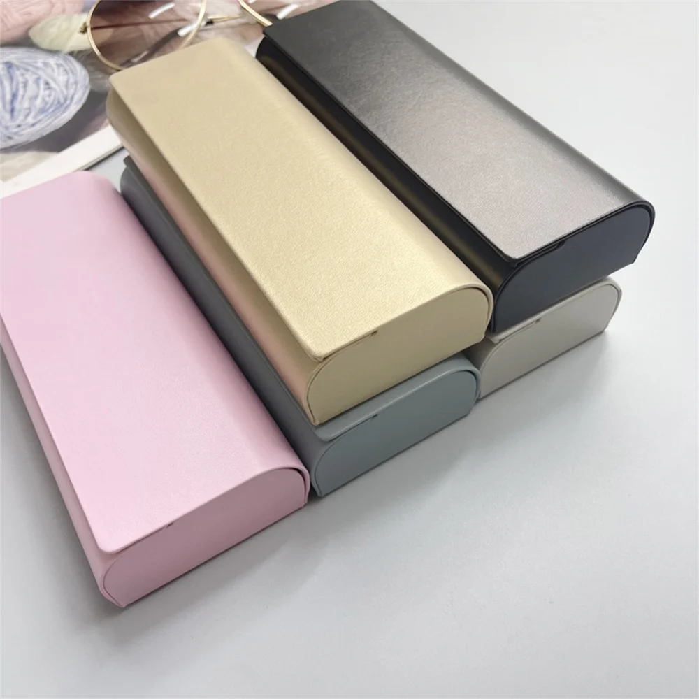 Metal Hard-shell Spectacle Case Men Women Glasses Case PU Leather Portable Anti-extrusion Sunglasses Storage Box Eyewear Pouch