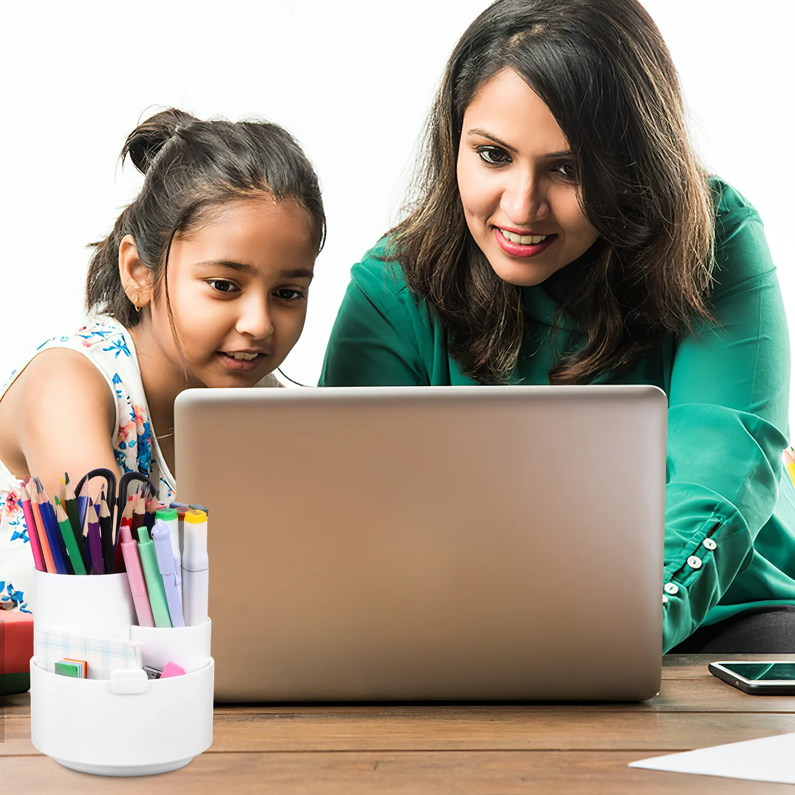 منظم أقلام قابل للدوران للمكتب يدور 360 درجة، تصميم متعدد الشبكات، مظهر أنيق، حامل أقلام للاستخدام المنزلي والمكتب #1