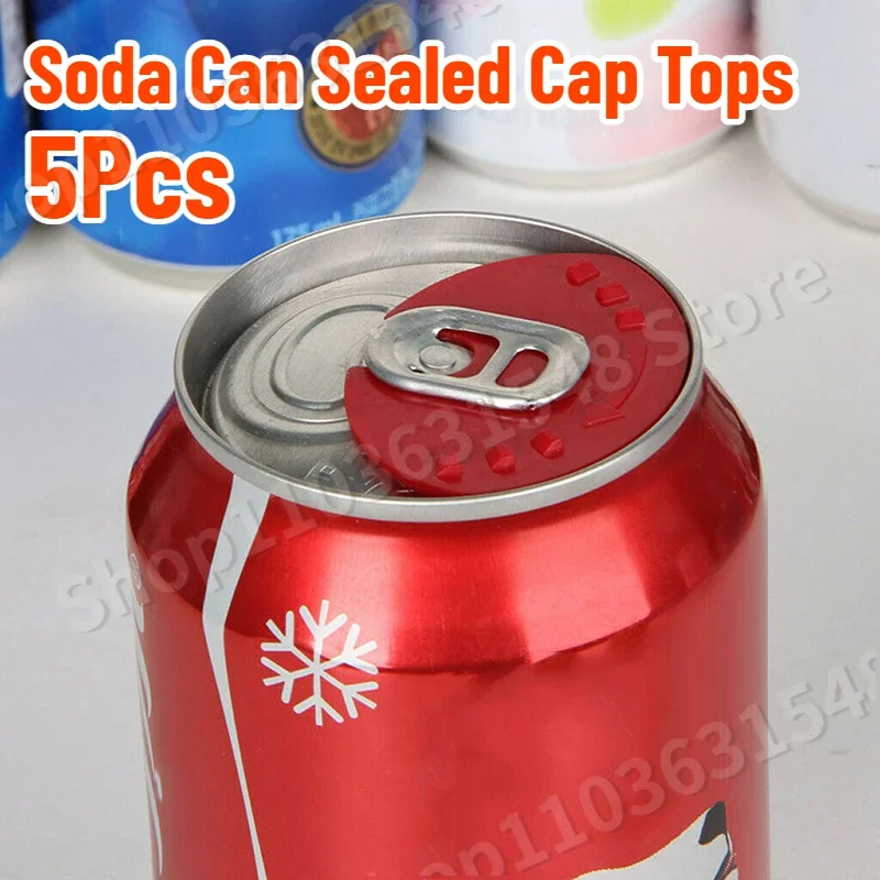 

5pcs/set Soda Can Sealed Cap Tops Snap On Cold Beverage Can Lid Dust Free Household Kitchen Tool Drink Can Protector