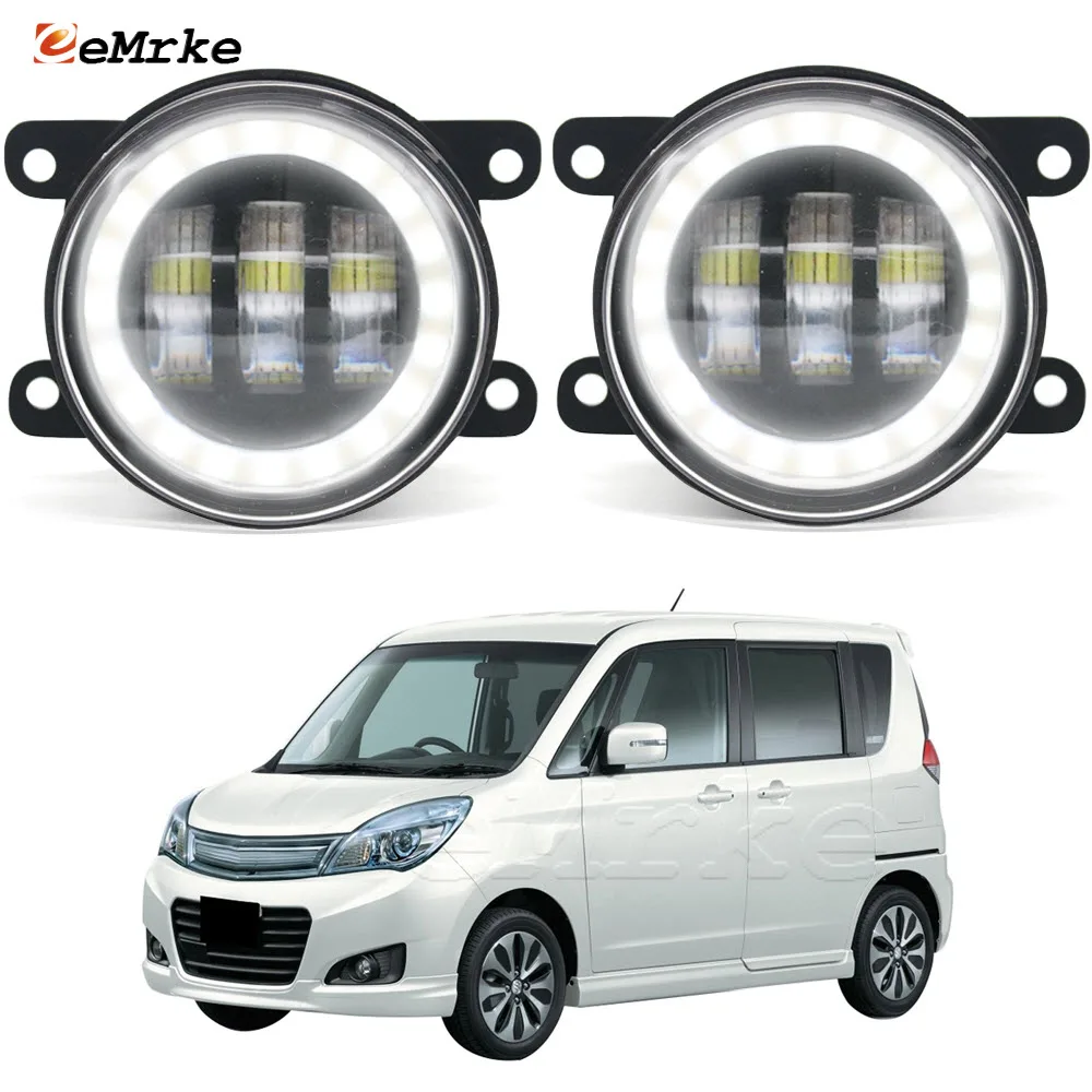 

Led Fog Lights Assembly PTF W/ Lens For Mitsubishi Delica D:2 2013 2014 2015 Angel Eye DRL Signal Light Daytime Running Lamp