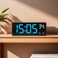 Voice Control Alarm Clock Digital Temperature Date 2 Alarm USB Powered Always On Snooze Table Clock Night Mode 12/24H LED Clock