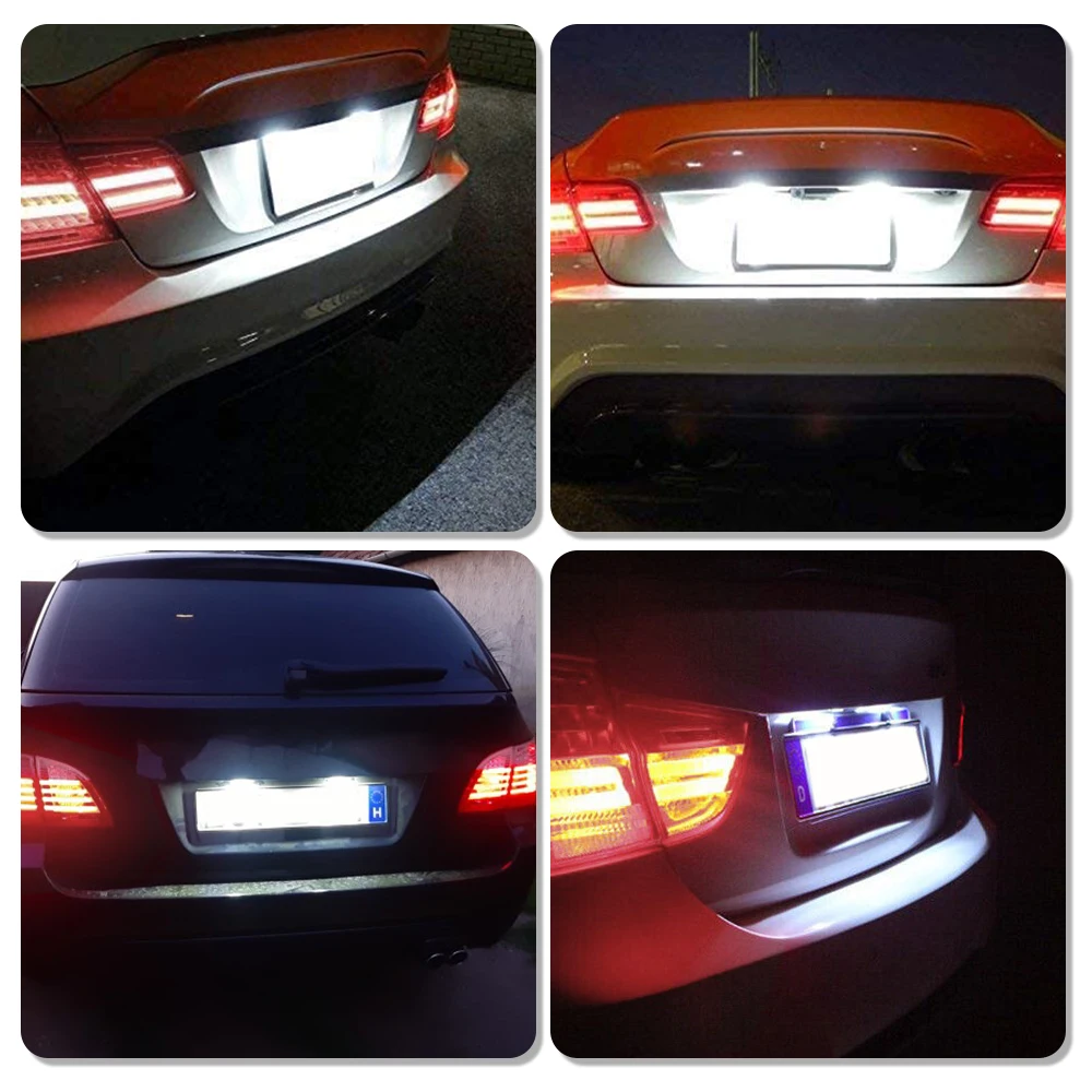 Luz LED de matrícula para coche, lámpara blanca sin Error, para BMW E46, E90, E91, E92, E61, E39, E60, E70, E71, E82, E88, 6000k, 2 piezas