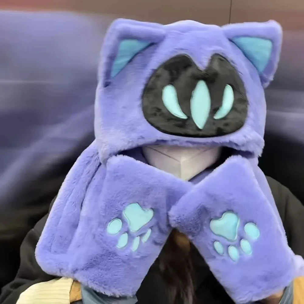 Immagine 5: Gioco VALORANT Omen Cappello Cosplay Autunno Inverno Sciarpa Integrata Unisex Simpatico Gatto Berretto di Peluche Caldo Costume Di Natale