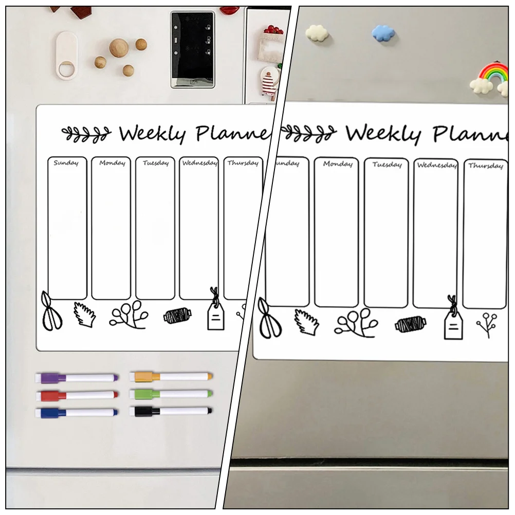 

1Set Plastic Magnetic Whiteboard for Fridge Smooth Writing Dry Erase Board Reusable Schedule Planner for Kitchen Wall Locker