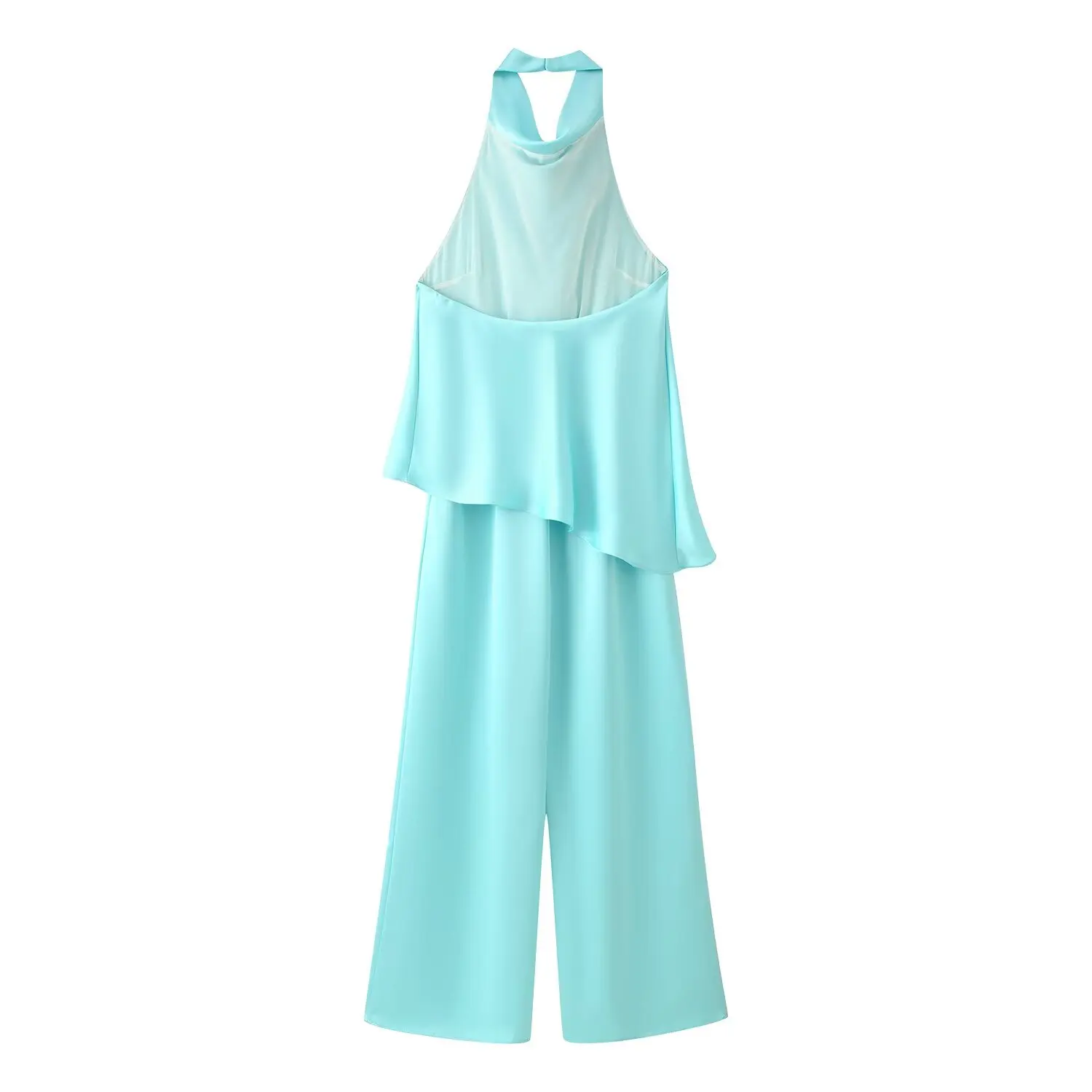 TFMLN Neuer Damen-Overall mit Neckholder, ärmellos, offener Rücken, weites Bein, langer Overall, Sommermode, lässige Urlaubsoutfits für Frauen – Detail 3