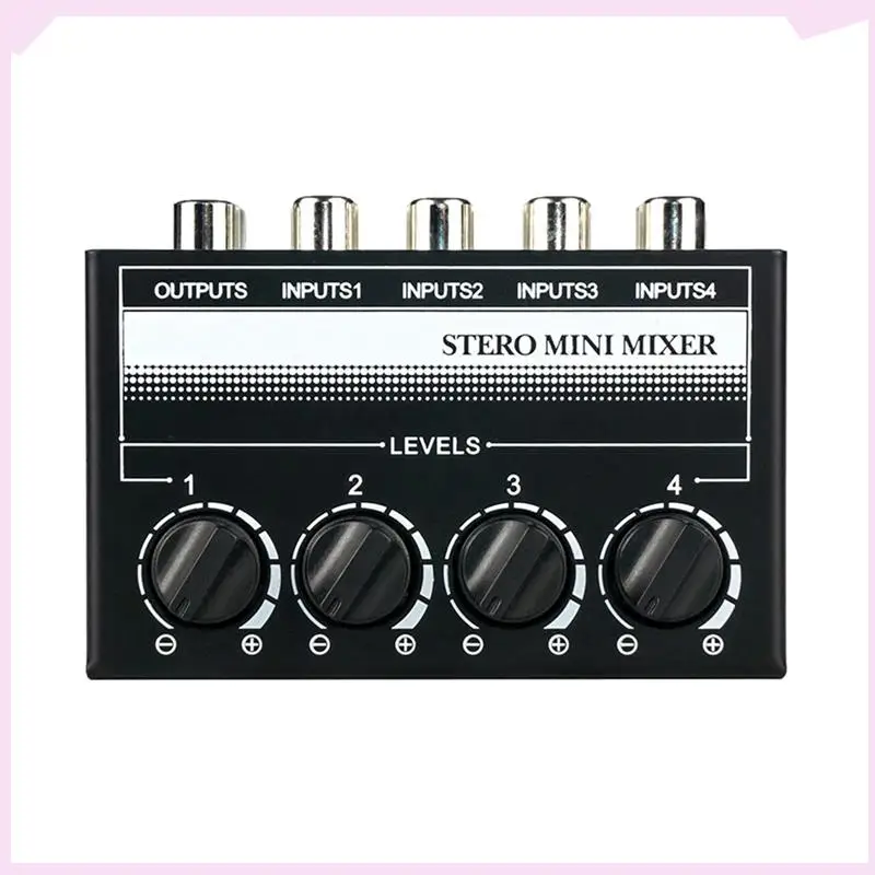 

B24B 2X 4 Channel Stereo Audio Mixer Support RCA Input And Output Mini Passive Stereo Mixer With Separate Volume Controls