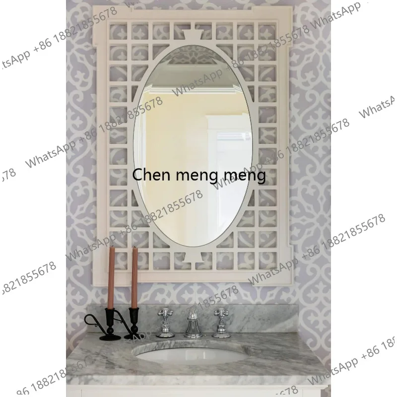 

Retro, plaid window decoration, living room dining room wall mirror bedroom, dressing mirror