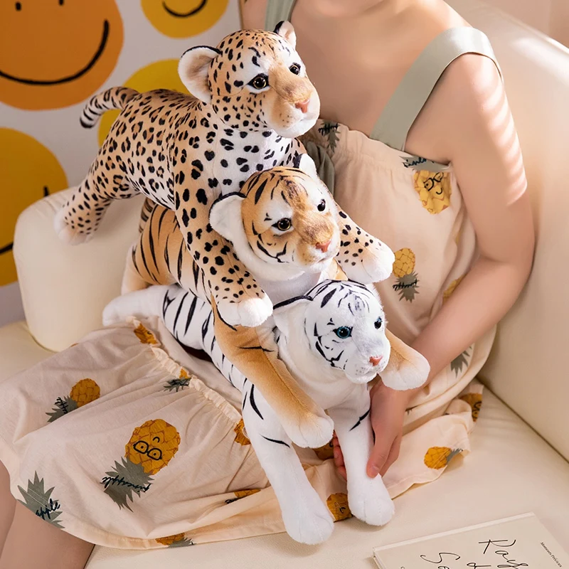 1Pc 50cm New Lovely Forest Animal Pillow Creative Birthday Xmas Gifts Simulated Yellow Tiger White Tiger Leopard Plush Toys