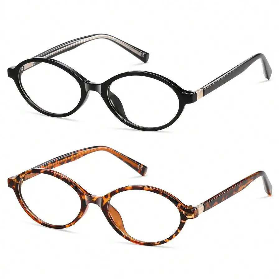 

2 Pcs Oval Reading Glasses For Women And Men Small Computer Readers Retro Vintage Eyewear