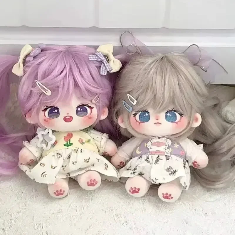 20cm śliczne fioletowe włosy bawełniana lalka DIY element ubioru Cosplay Kawaii Idol nadziewane personalizacja rysunek pluszowe zabawki prezent na