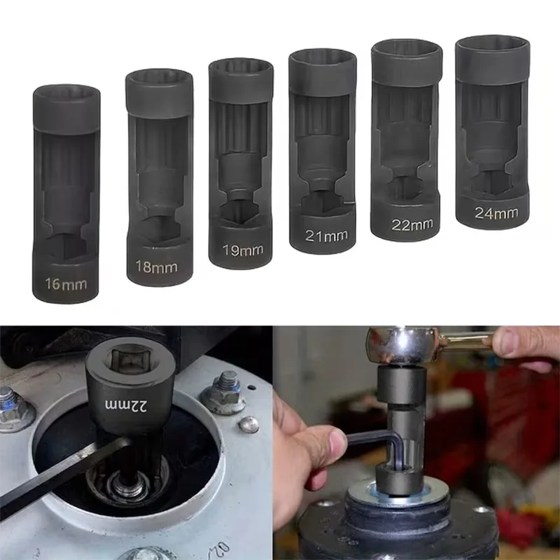 1/2 Inch Drive 12 Point Suspension Strut Socket Shock Absorber Nut Remover Professional Hand Tool for Car Auto Vehicle 16mm-24mm