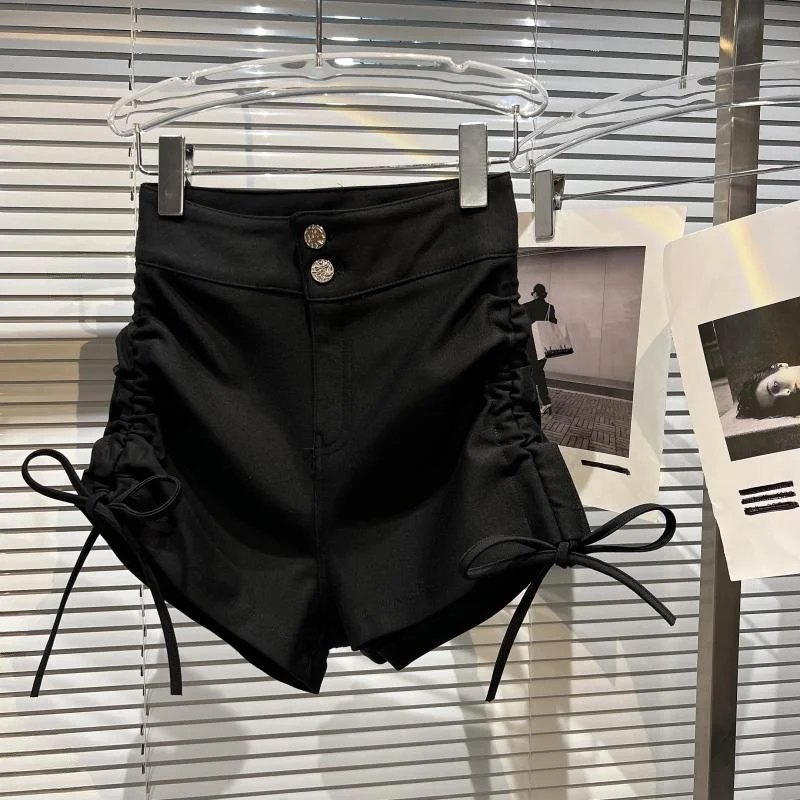 

Черные женские шорты с высокой талией, облегающие, в деловом стиле, эластичные, летние, для многослойных образов, с эффектом подтяжки ягодиц, модные, хит продаж