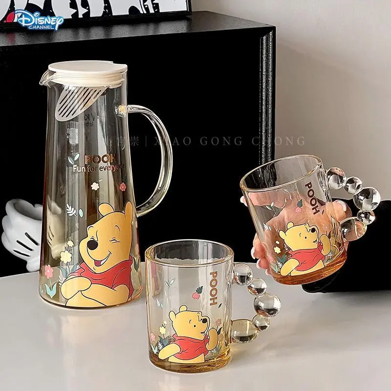 Disney Winnie the Pooh Mug Set Home Pooh Bear Glass Living Room Hospitality Mug Water Bottle Cartoon Coffee Mug Home Disney