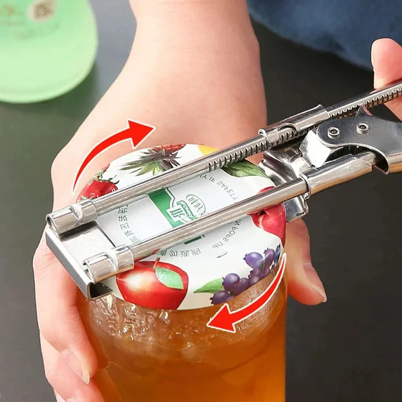 Non-slip Stainless Steel Can Opener Adjustable Bottle Opener Adjustable Multifunctional Stainless Steel Can Opener  can crusher