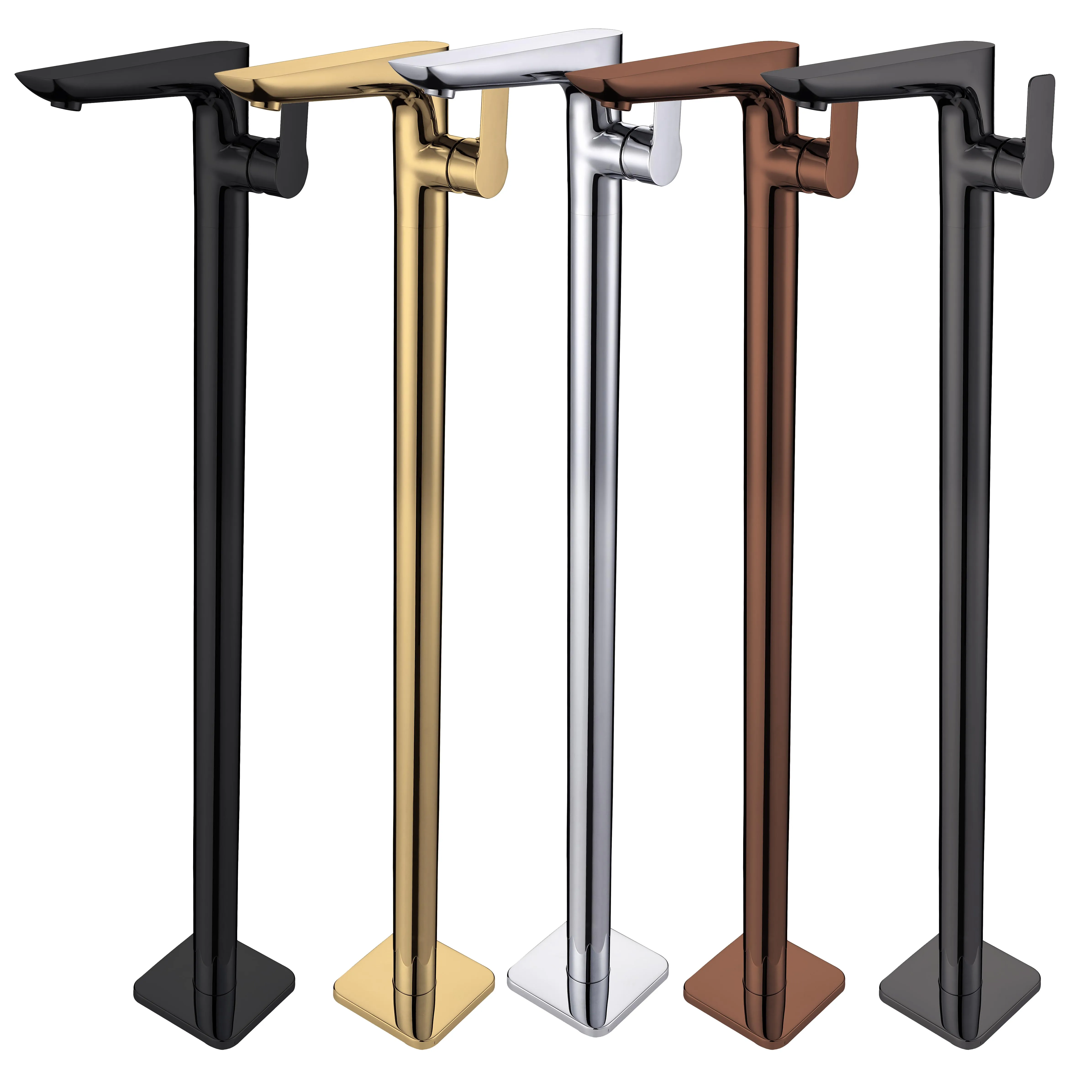 Freestanding Bathtub Filler Faucet Floor - Moderne, matzwarte badkamerkraan met klauwvoet, éénhendel,